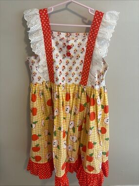 Eleanor Rose Girls Apple Dress Size 14 16 Yellow Gingham Back To School Ruffle